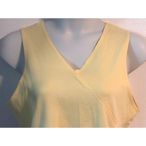 Bay Studio Plus Size 1X Yellow and White Sleeveless V Neck Tank Tops Shirts Soft - Picture 3 of 9